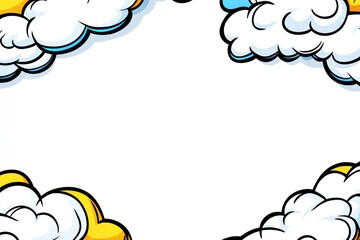 Cartoon Clouds Border White puffy clouds framing a clear white space background