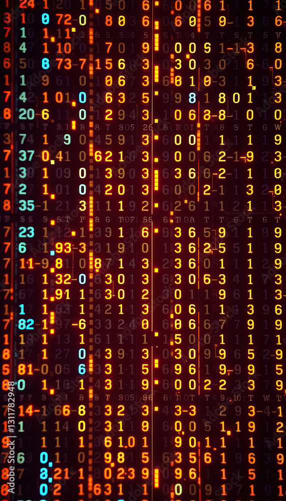 Leinwandbilder Matrix like display of numeric data resembling stock ticker data stream stylized and abstract