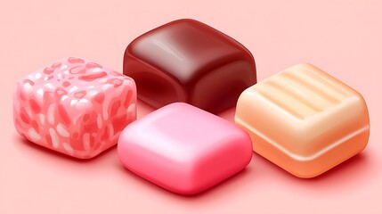 Colorful candies on a pink background, for sweets