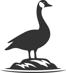 Silhouette of a goose standing on a rock animal vector