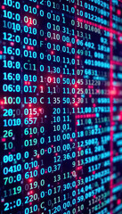 Obraz premium digital interface displays strings of numbers and characters reminiscent of code and data analysis