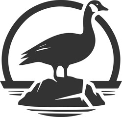 Silhouette of a goose standing on a rock animal vector
