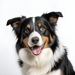 Fototapeta premium Border collie sorrindo em fundo branco