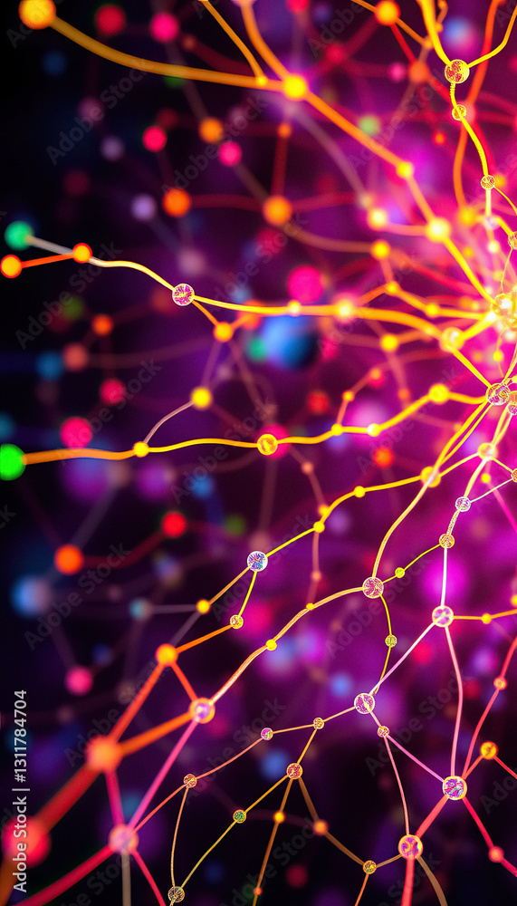 Poster Abstract network of interconnected nodes glowing lines connectivity and complex systems