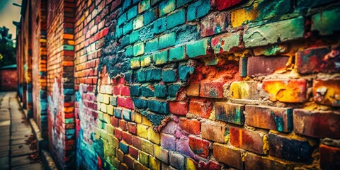 Vintage Street Art Wall Texture Background - Grungy Urban Brick Photography