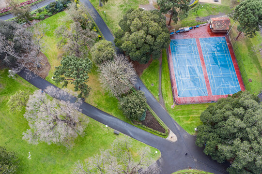 Aerial view of Flagstaff Gardens, inner city Melbourne