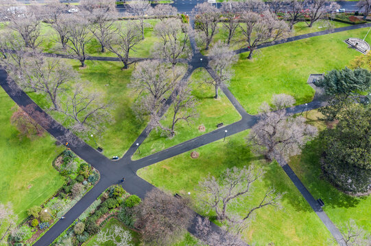 Aerial view of Flagstaff Gardens, inner city Melbourne