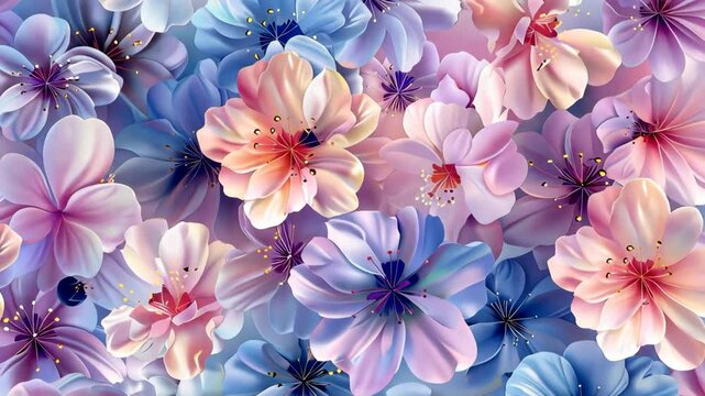 soft cartoon background with pastel flowers