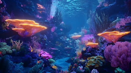 Fototapeta premium Vibrant Underwater Coral Reef with Colorful Marine Life Display