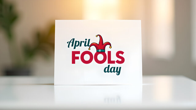 April Fool's Day card on a white surface