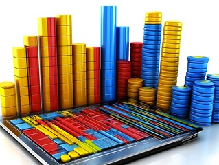 Colorful data and analysis chart on white background