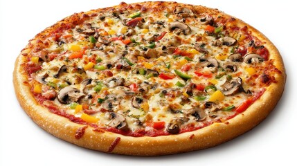 Tasty Vegetarian Pizza with Mushrooms and Bell Peppers