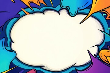 Fototapeta premium Colorful comic book explosion background with empty speech bubble. Abstract splash frame design