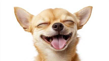 Happy Chihuahua Portrait Against White