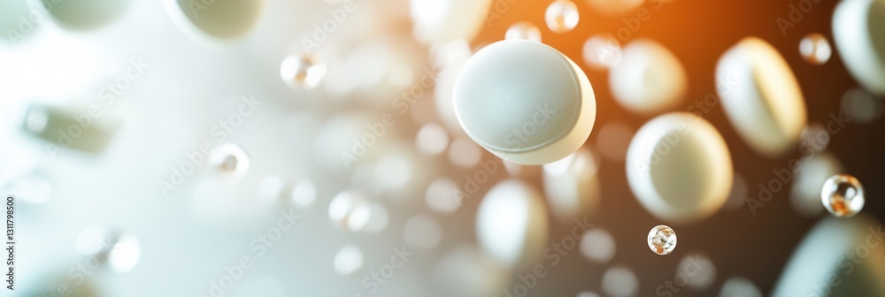 Aufkleber suspended pills floating in zero gravity with cinematic lighting and soft shadows create an abstract