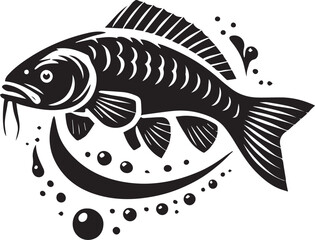 Fototapeta premium vector illustration of a fish, fish silhouette vector, fish logo vector, fish vector icon, fish silhouette vector isolated on white background