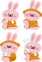 찜질방을 즐기는 토끼 캐릭터