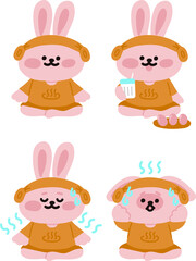 찜질방을 즐기는 토끼 캐릭터