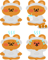 찜질방을 즐기는 곰돌이 캐릭터