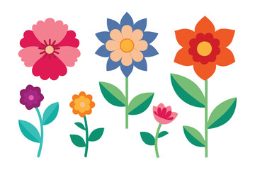 Diverse floral vector illustrations featuring vibrant flowers, perfect for microstock and design projects.