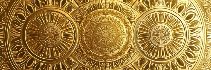 Fototapeta premium Nowruz patterns. A luxurious gold foil background with Subtle Persian Motifs 