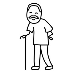 Fototapeta premium standing old man with walking stick 