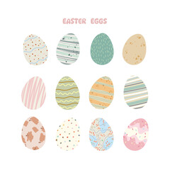 Set with hand drawn Easter eggs.