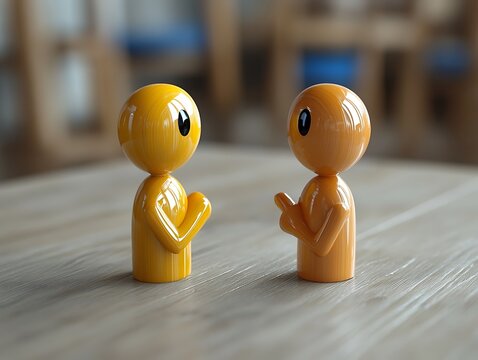 Two yellow figures in conversation.
