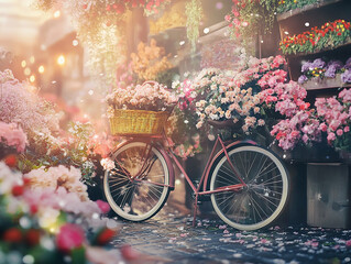 Fototapeta premium 꽃 자전거