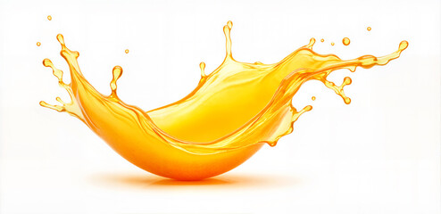 Fototapeta premium Golden splash of liquid evokes refreshment. Dynamic motion captured with translucent color. Perfect for summer.
