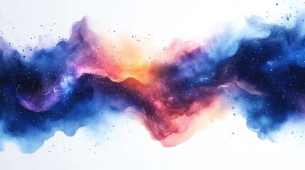 Obraz premium Magical watercolor galaxy with dreamy stars and nebulas, white background