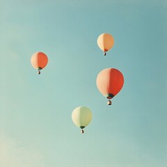 Obraz premium Vibrant Flying Balloons for Festive Celebration | Beautiful Sky Adventure