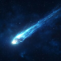 Obraz premium Bright blue comet streaking across dark space.