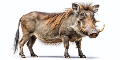 Fototapeta premium Warthog on White Background - Wild African Pig, Isolated Image for Design