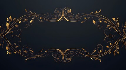 Elegant Golden Floral Frame Design On Dark Background
