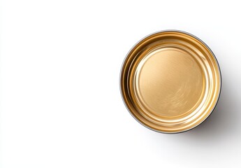 Round Gold Metallic Canister Lid on White Background for Creative Design Elements and Modern Packaging Concepts