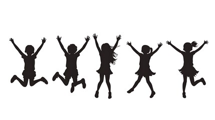 Obraz premium Silhouettes of kids jumping with joy