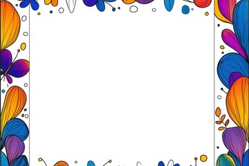 Floral frame Colorful organic shapes create a vibrant border against a clean, white background space