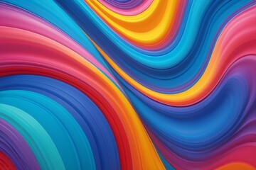a close up of a colorful abstract painting with a curved design