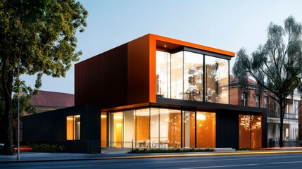 Obraz premium Modern Abstract Architecture at Night with Bold Colors