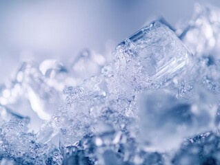Icy Abstraction, Close-Up of Frozen Water Crystals and Reflections