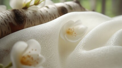 A creamy linen background with a slight sheen, displaying elegant thread details.