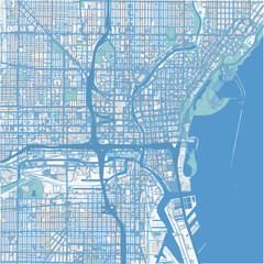 Map of Milwaukee Center in Wisconsin in a professional blue style. Contains layered vector with roads water, parks, etc.