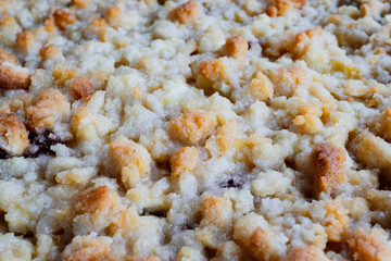 delicious homemade grated pie, close-up