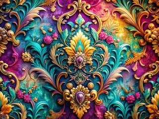 Whimsical Damask: Surreal Macro Photography Background