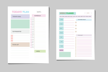 Minimalist daily, weekly planner template