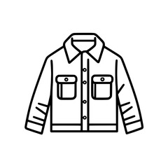 Casual Denim Jacket with Pocket Details in Monochrome Line Drawing