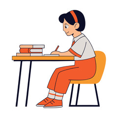 Student at Desk Writing classroom