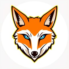 Obraz premium A cunning fox head logo with sleek orange and white fur,