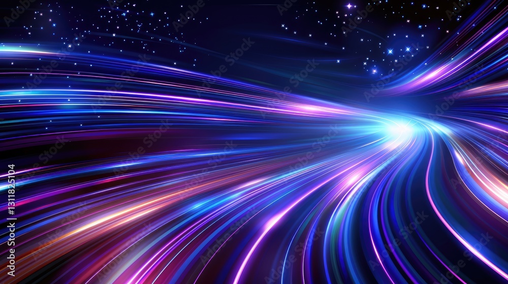 Poster dynamic light trails creating cosmic patterns digital realm abstract art space vivid colors optical 